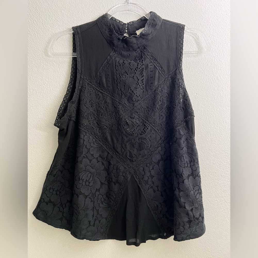 Blue‎ Rain Peplum Babydoll Fairy Whimsigoth Keyhole Back Black Sleeveless Top M